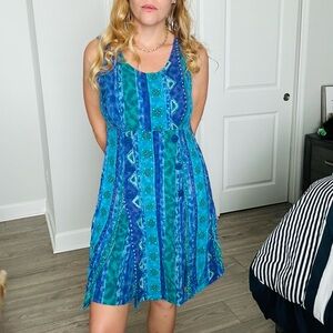 Fashion Bug Blue and Green Patterned dress w/ shorts